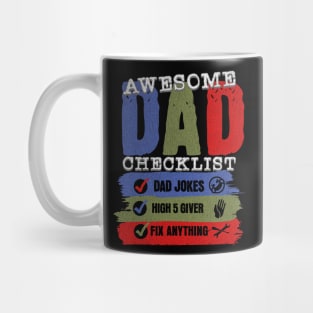 Awesome Dad Checklist Dad Rules Fathers Day Gift For Fathers Day T-Shirt for Dads Gift Father And Son Dads Jokes Funny Cool Vintage Mug